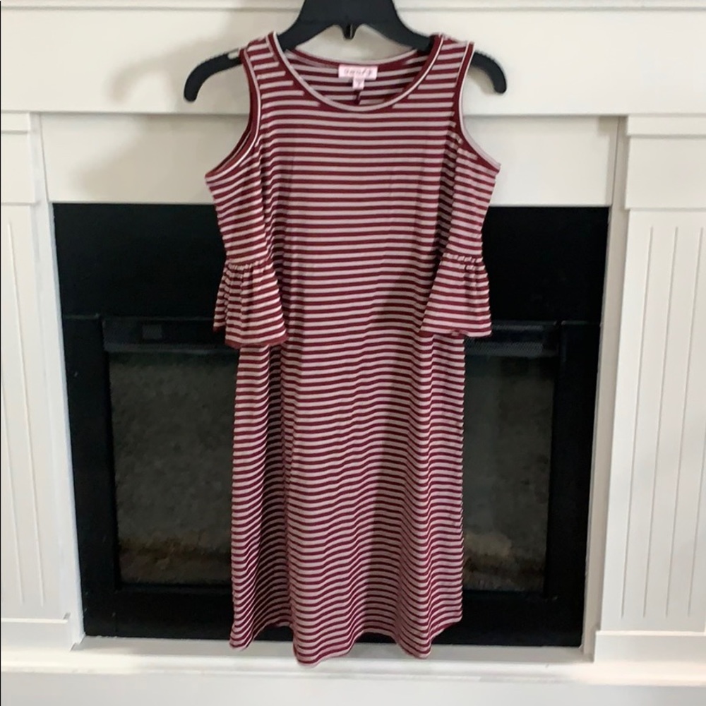 Chenault Girl 12 Maroon Striped Dress